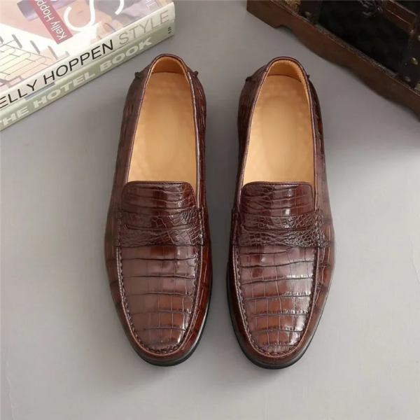 men's crocodile belly skin mocassin