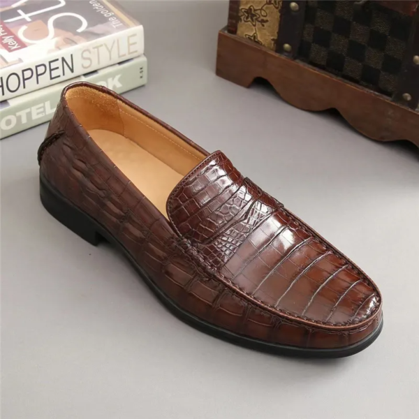 men's crocodile belly skin mocassin