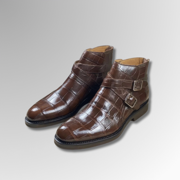 brown genuine crocodile chelsea boots