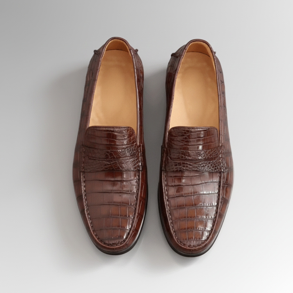 Men's Crocodile Skin Moccasins-alt2