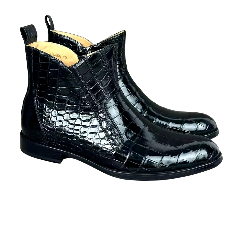 Crocodile Belly Skin Ankle Boots-alt8