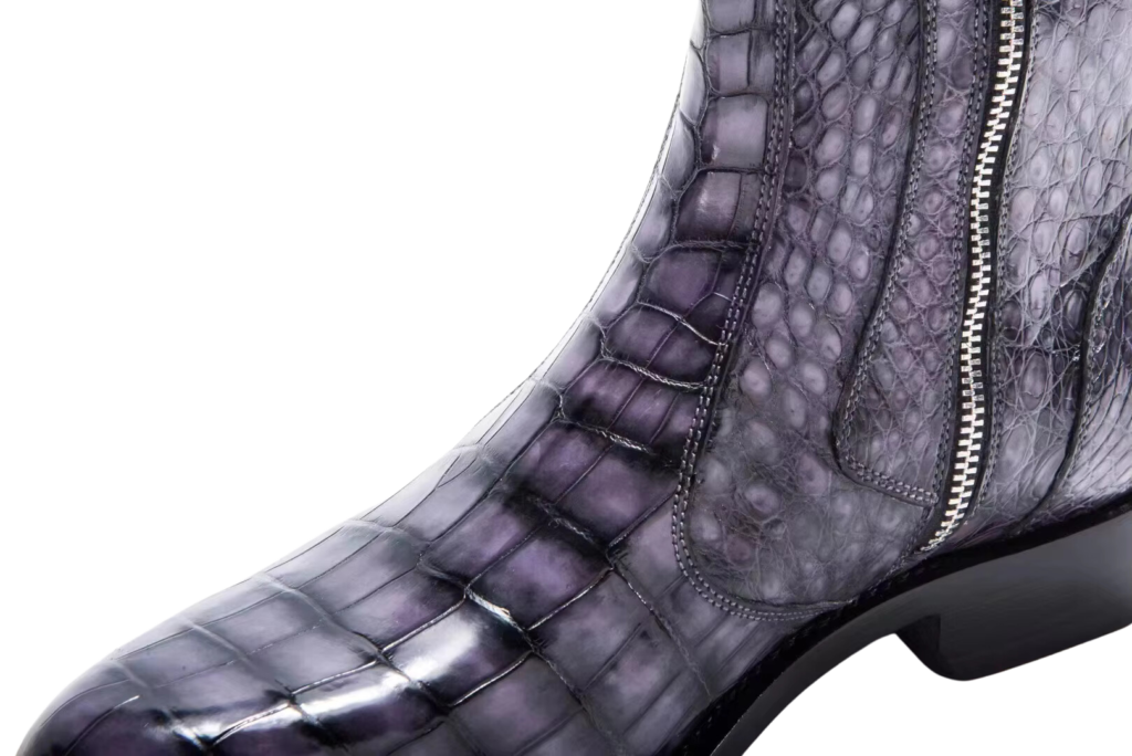 Crocodile Skin round toe boots