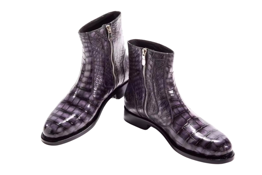 Crocodile Skin round toe boots