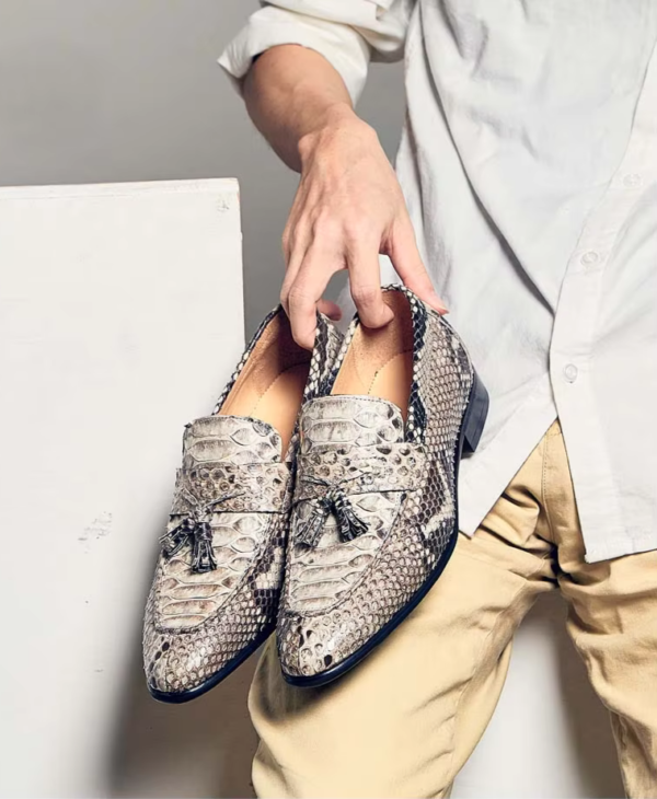 Snake Skin Loafers With Tassels