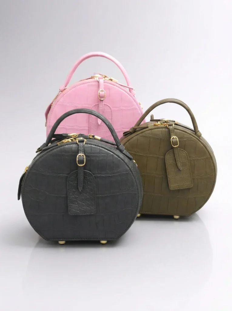Alligator Skin Round Handbag
