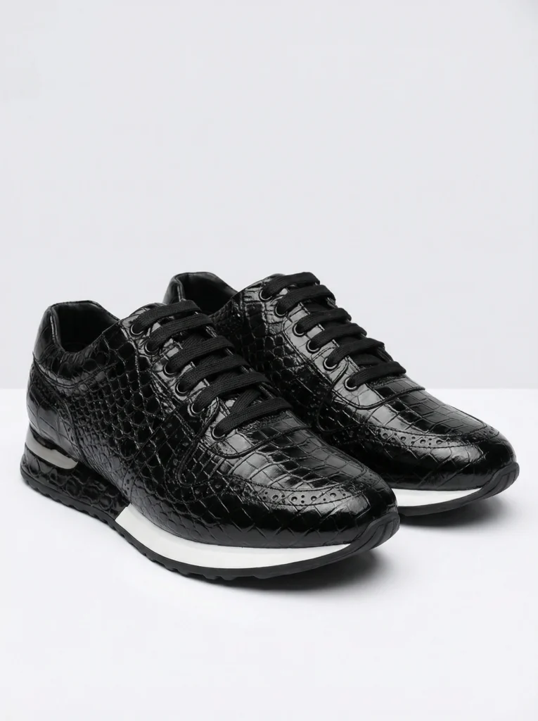Crocodile Leather Brogue Sneakers