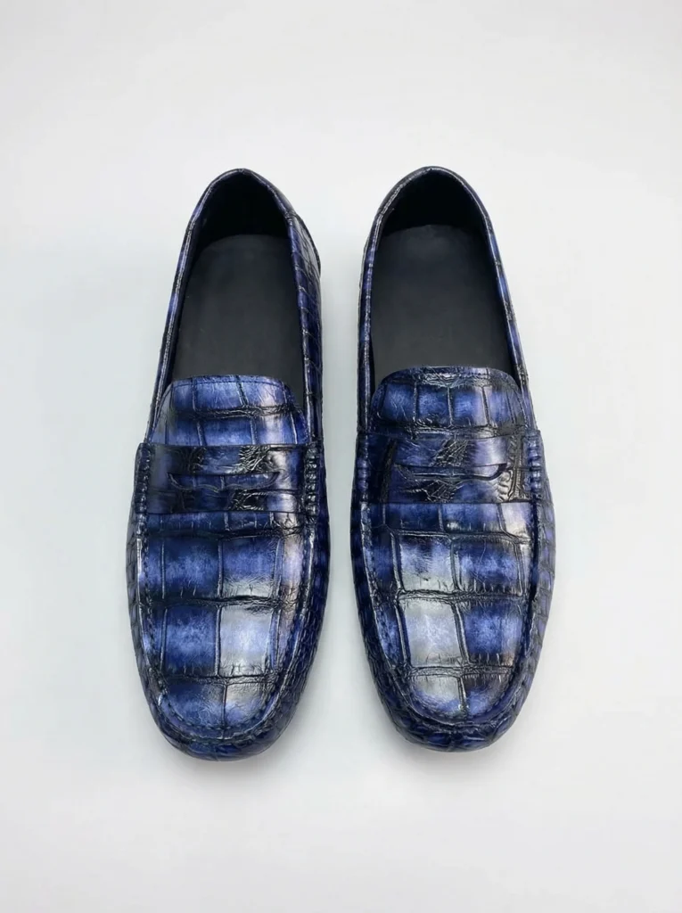 Handpainted Crocodile Skin Loafers