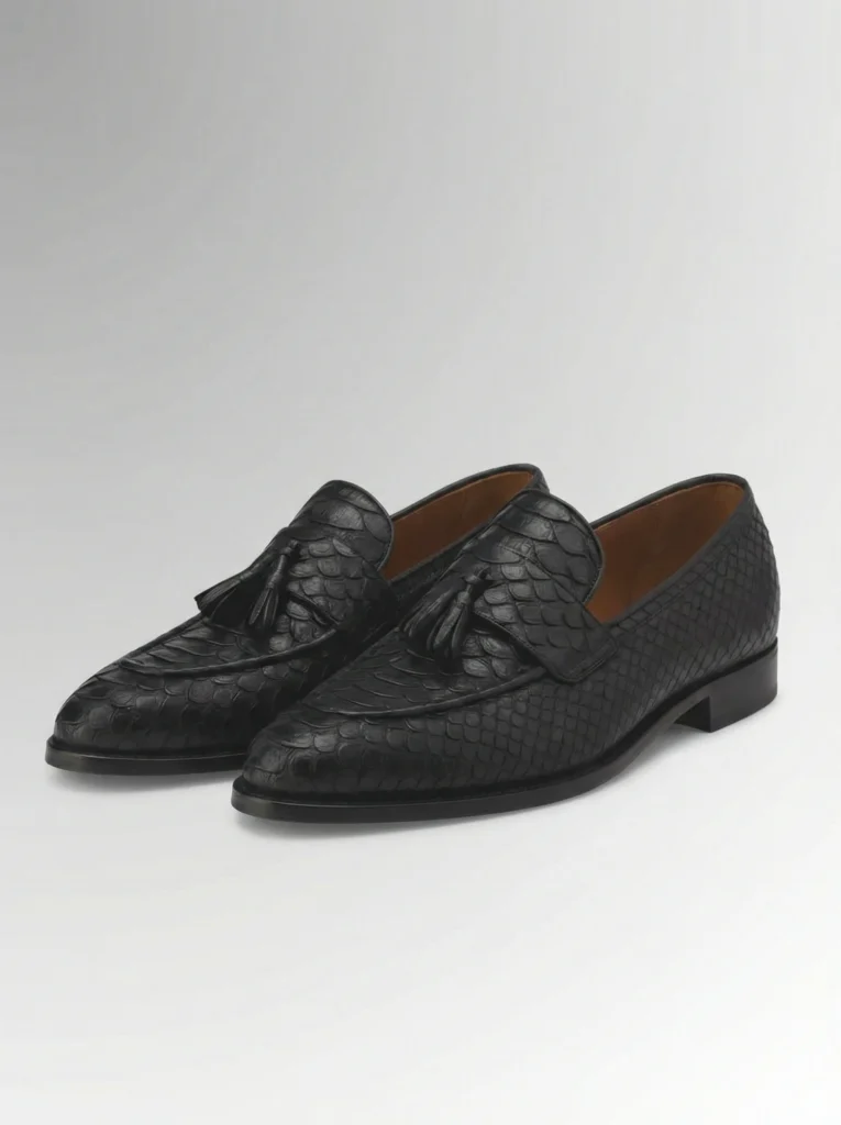 Snake Skin Loafers With Tassels
