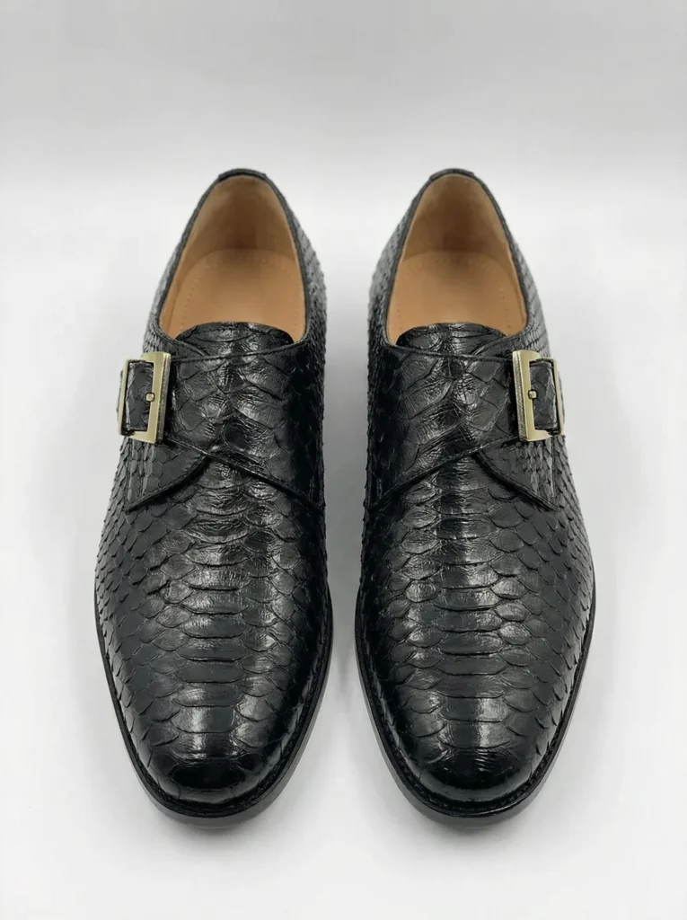Snake Skin Shoes With Buckle Strap