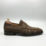 Suede Crocodile Skin Loafers