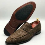 Suede Crocodile Skin Loafers