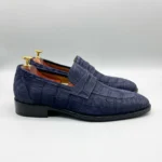 Suede Crocodile Skin Loafers