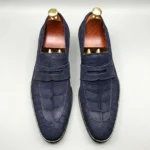 Suede Crocodile Skin Loafers