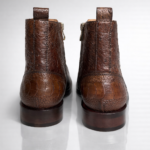 Ostrich Skin Ankle Boots