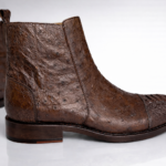 Ostrich Skin Ankle Boots