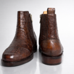 Ostrich Skin Ankle Boots