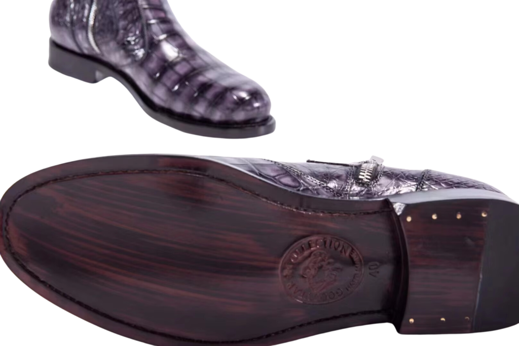 Crocodile Skin Round Toe Boots