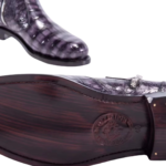 Crocodile Skin Round Toe Boots