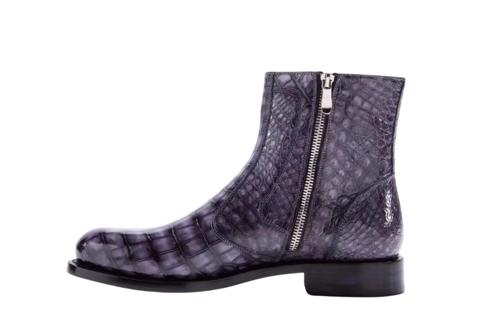 Crocodile Skin round toe boots
