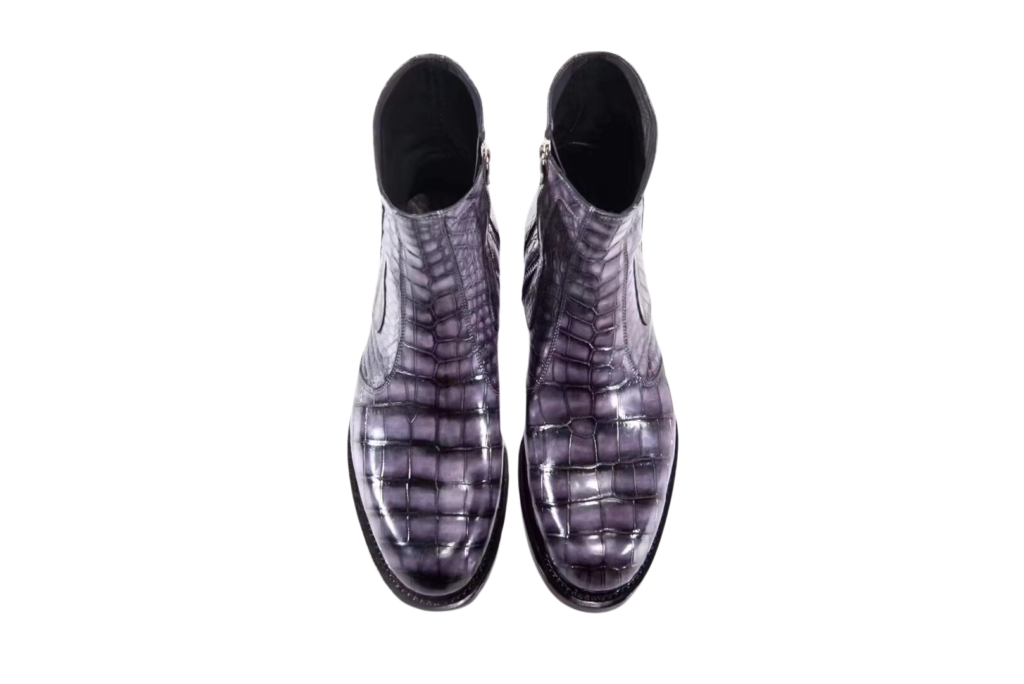Crocodile Skin round toe boots