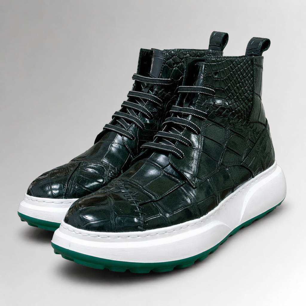Alligator Skin High-Top Board Sneakers