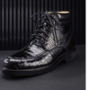 Crocodile Skin Lace-Up Boots