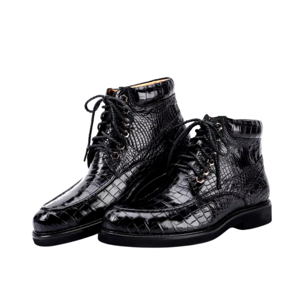 Crocodile Skin Lace-Up Boots