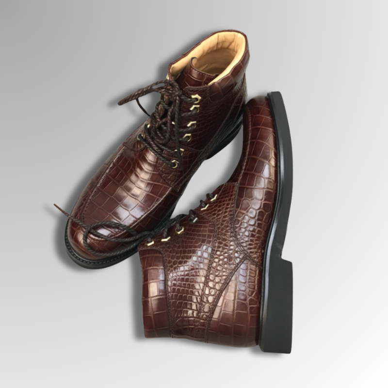 Crocodile Skin Lace-Up Boots-alt16