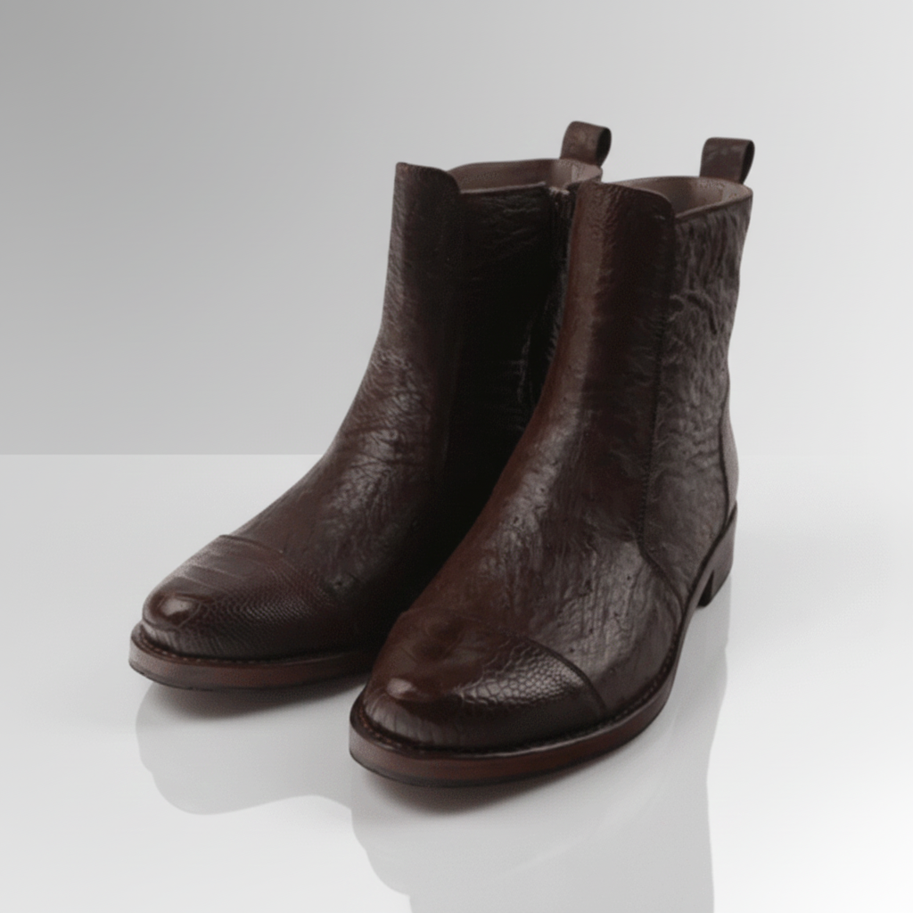 Ostrich Skin Ankle Boots-alt6