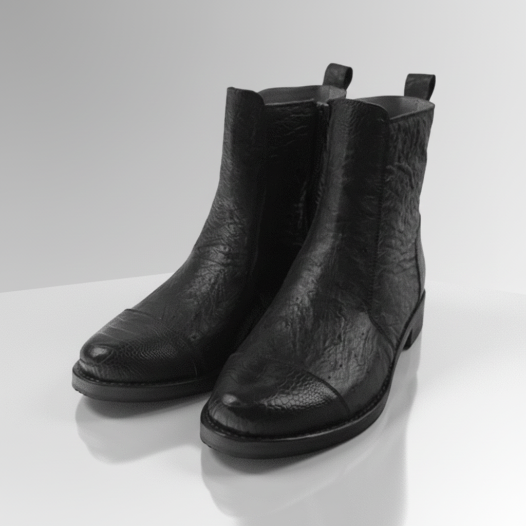 Ostrich Skin Ankle Boots-alt4