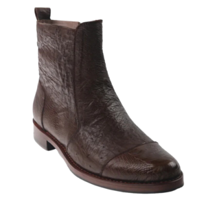 Ostrich Skin Ankle Boots