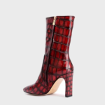 Luxury Red Alligator Leather Mid-Calf Boots
