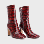 Luxury Red Alligator Leather Mid-Calf Boots