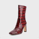 Luxury Red Alligator Leather Mid-Calf Boots