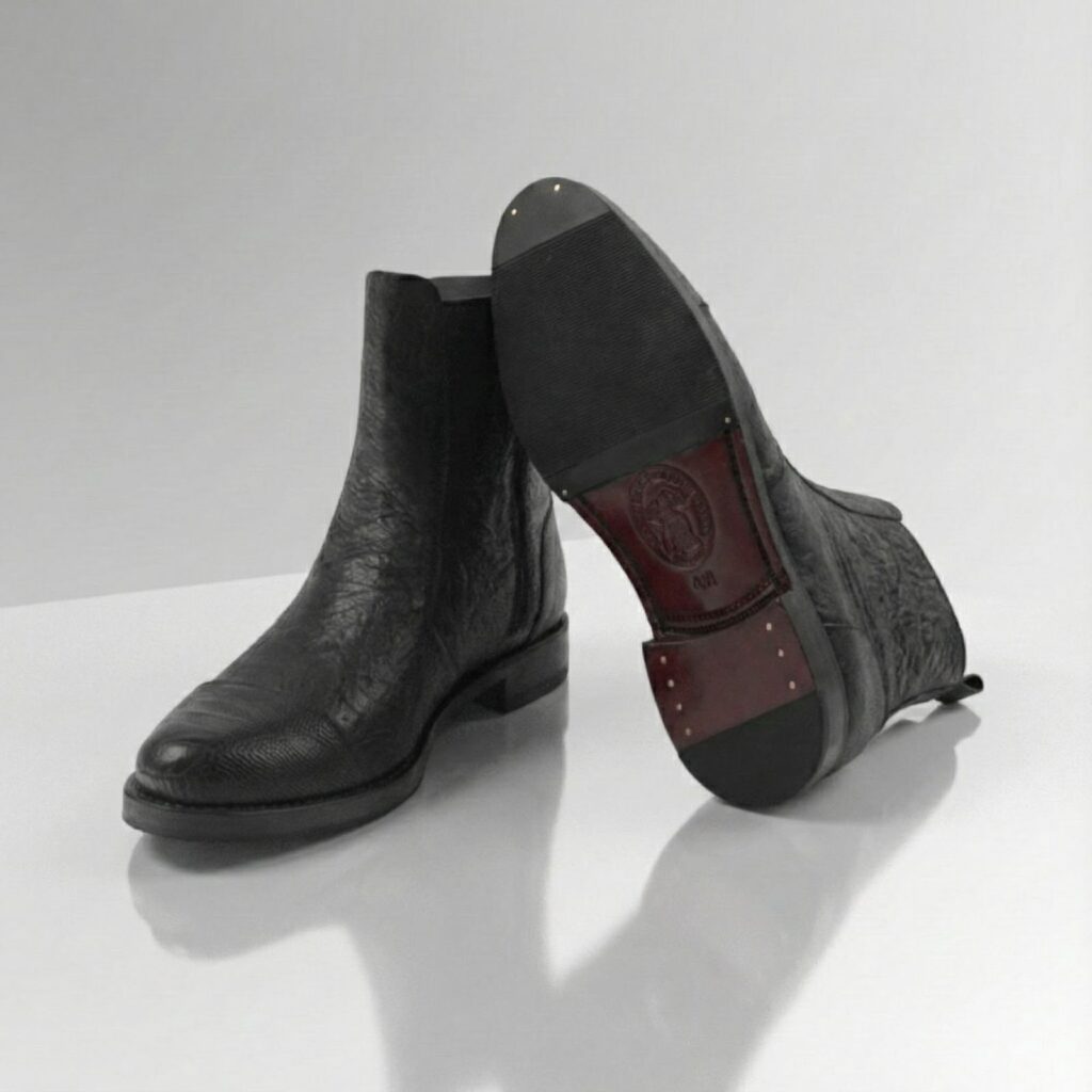 Ostrich Skin Ankle Boots-alt3