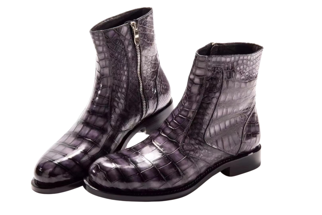 Crocodile Skin round toe boots