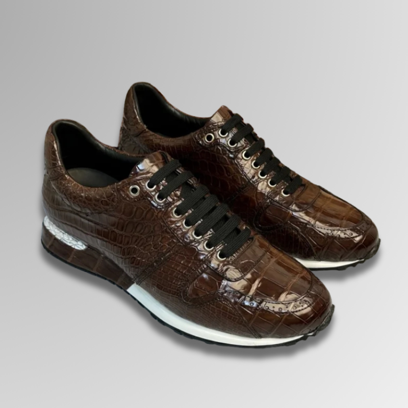 Crocodile Leather Brogue Sneakers-alt2