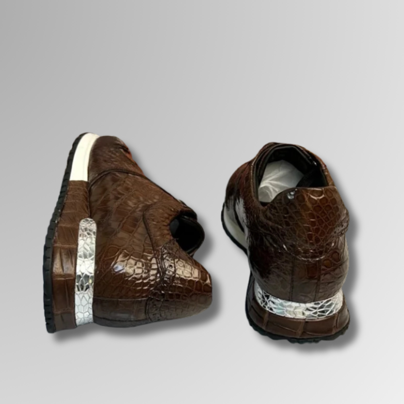 Crocodile Leather Brogue Sneakers-alt3