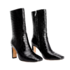 Black Crocodile Belly Skin Mid-Calf Boots