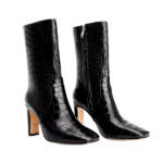 Black Crocodile Belly Skin Mid-Calf Boots