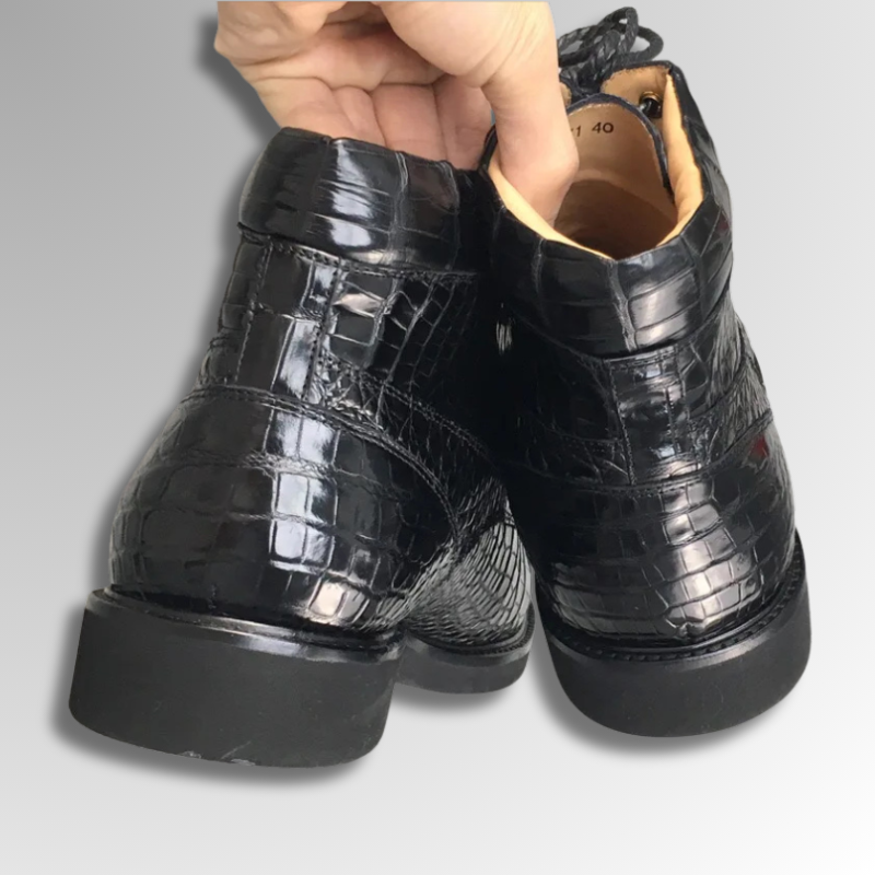 Crocodile Skin Lace-Up Boots-alt14