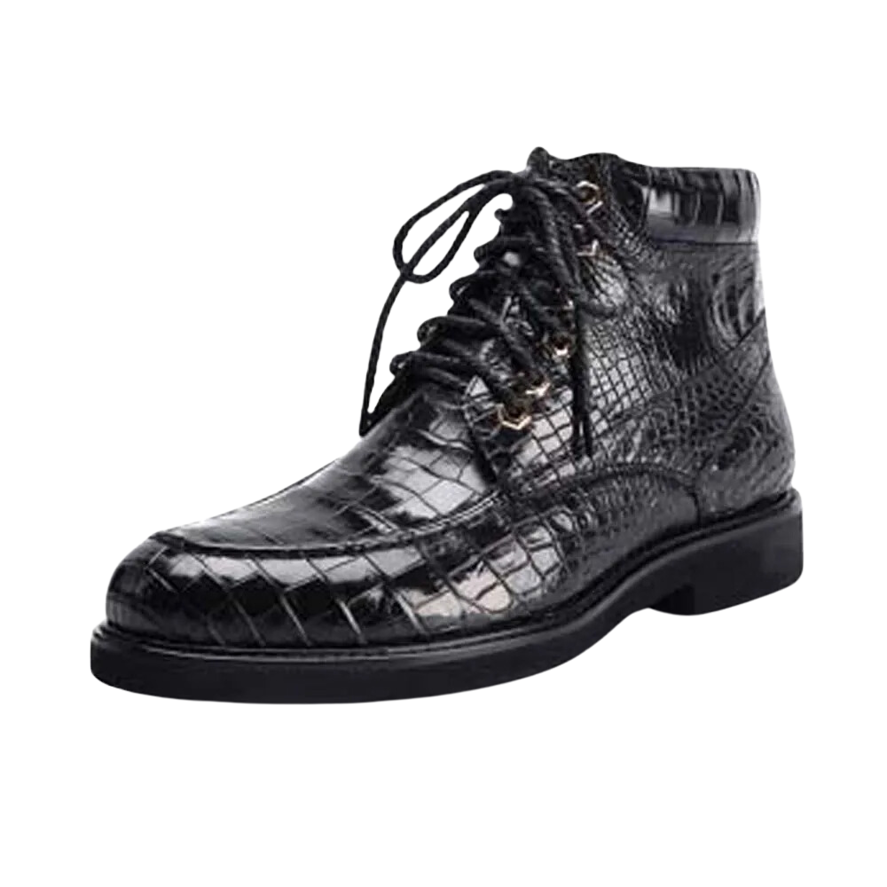 Crocodile Skin Lace-Up Boots-alt7