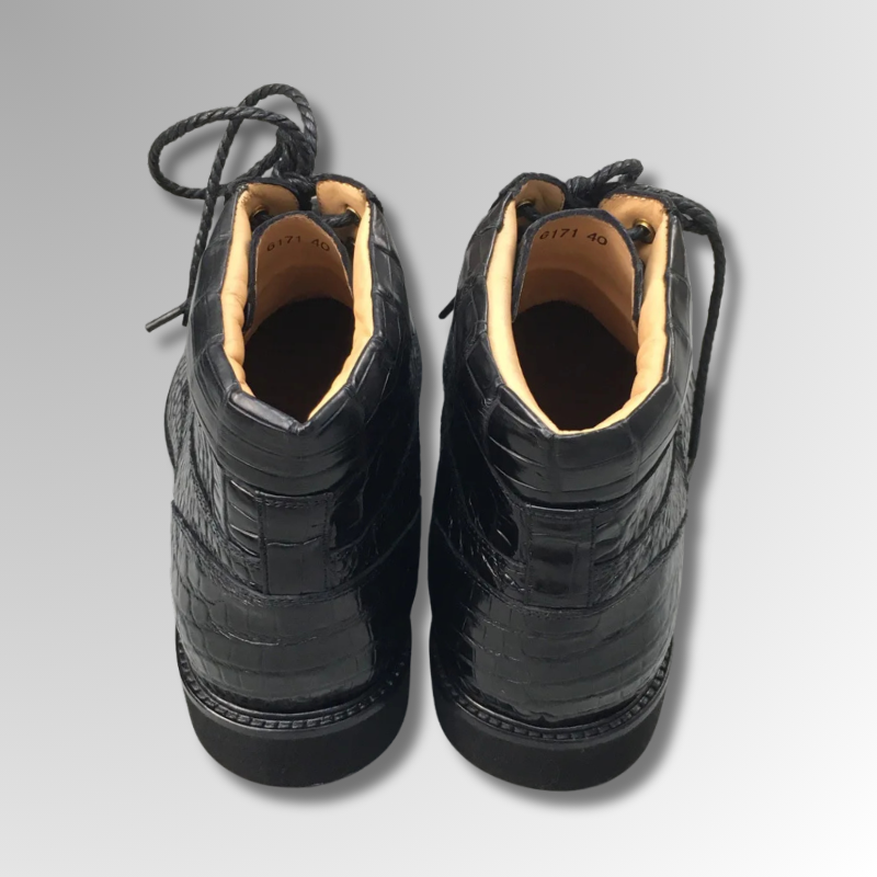 Crocodile Skin Lace-Up Boots-alt11