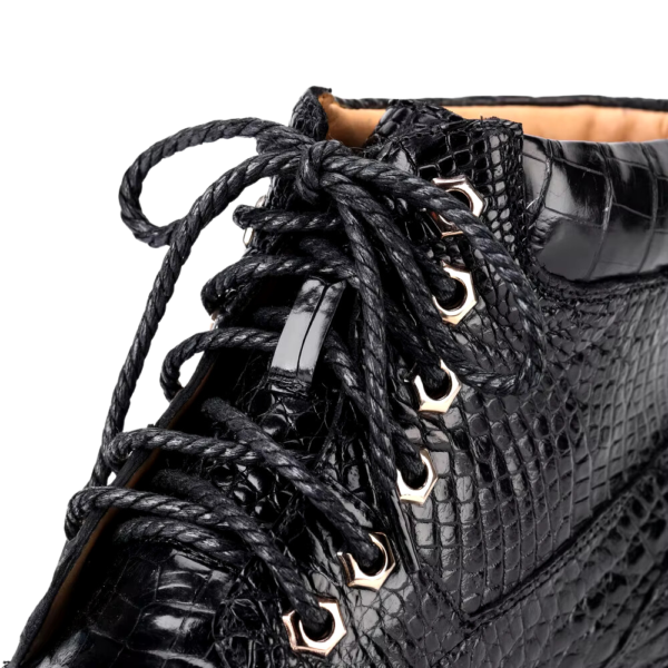 crocodile skin lace-up boots