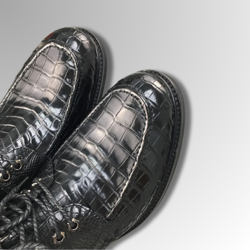 Crocodile Skin Lace-Up Boots-alt10
