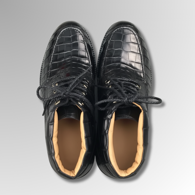 Crocodile Skin Lace-Up Boots-alt17