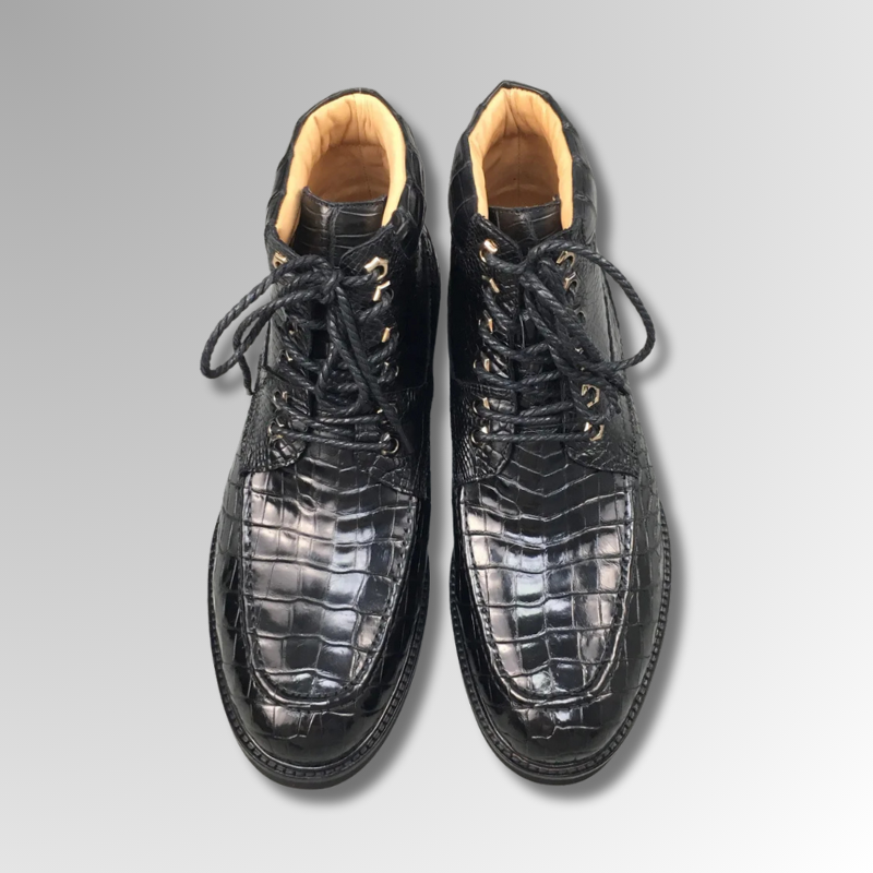 Crocodile Skin Lace-Up Boots-alt9