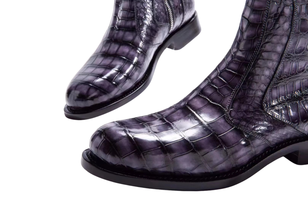 Crocodile Skin round toe boots