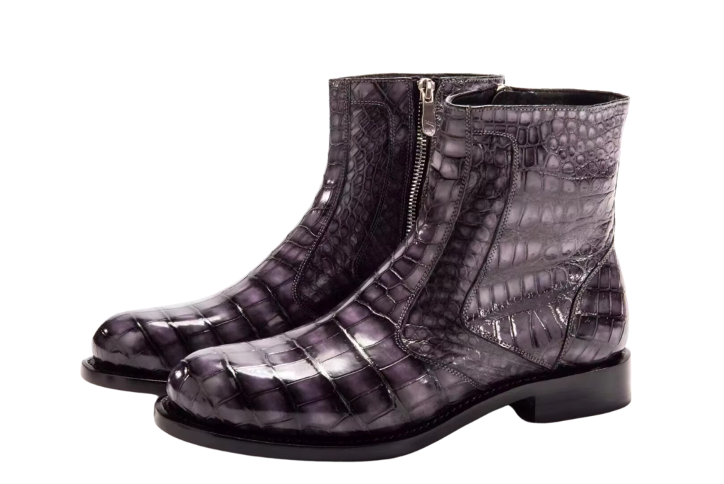 Crocodile Skin round toe boots