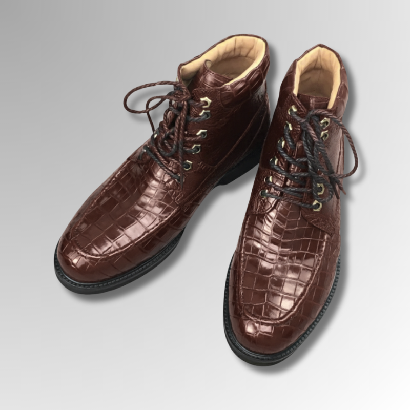 Crocodile Skin Lace-Up Boots-alt15